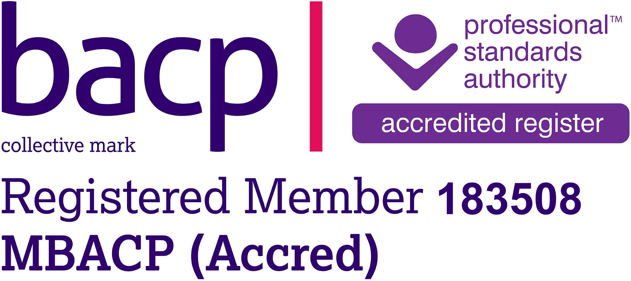 BACP Registered Member 183508 MBACP (Accred) Logo